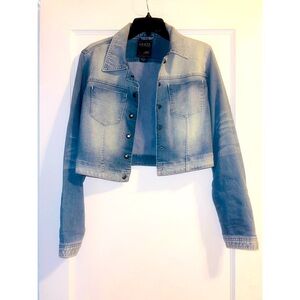 Guess Button Up Jean Snap Jean Cropped Jacket Medium